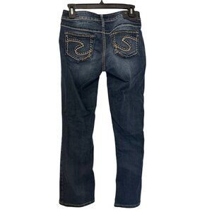 Silver Jeans Bootcut Womens W26/L33 Dark Wash Embroidered Accent Stretch Denim